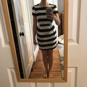 Black and white striped Mini dress